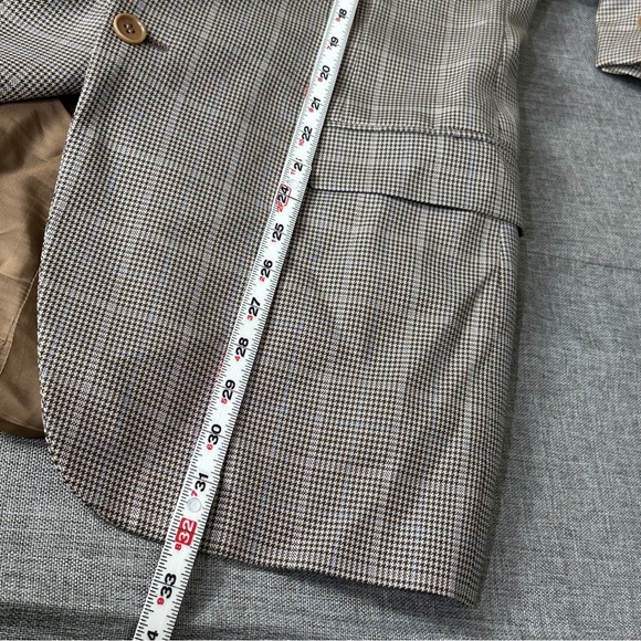 Canali Silk Wool Houndstooth Windowpane Brown Dual Vent Blazer Jacket 52 IT 42R - Picture 13 of 16